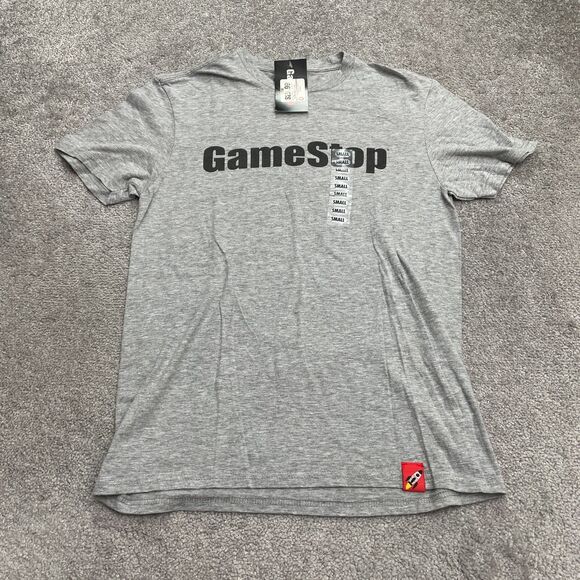 Game Stop To The Moon Graphic T-Shirt Mens Small Gray Short Sleeve Crew Tee NWT - Picture 1 of 11